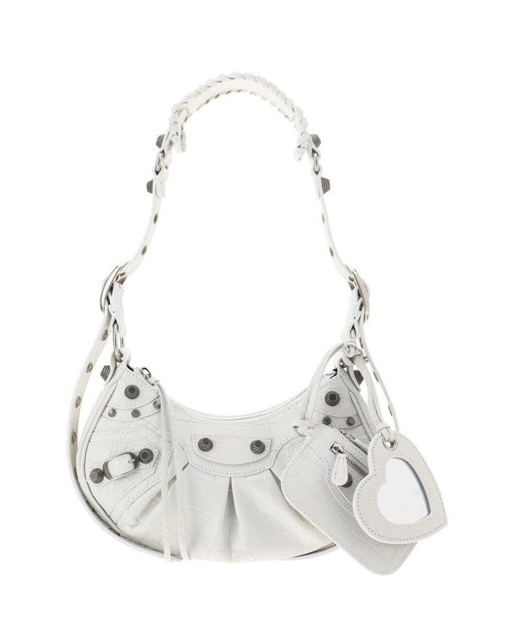 Balenciaga Le Cagole Xs Embossed Shoulder Bag in White | Lyst