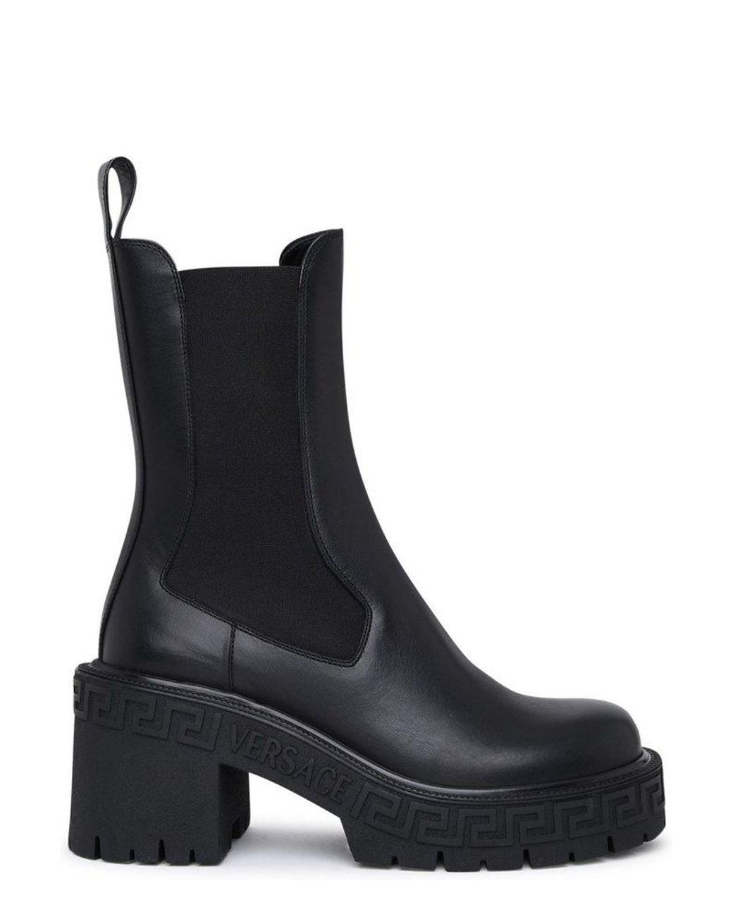 Versace Greca Slip-on Chelsea Boots in Black | Lyst
