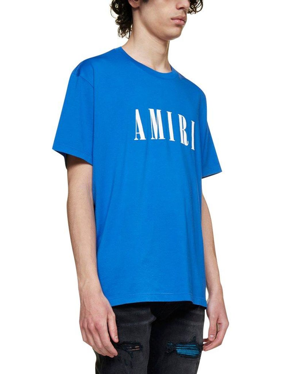 Amiri Logo Printed Crewneck T-shirt in Blue for Men | Lyst