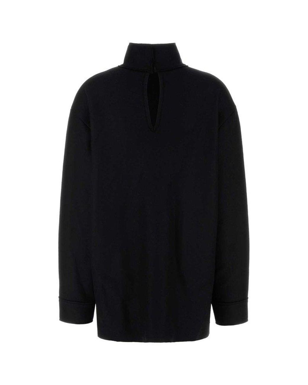 Jil Sander Black turtleneck sweater with logo patch | TheDoubleF