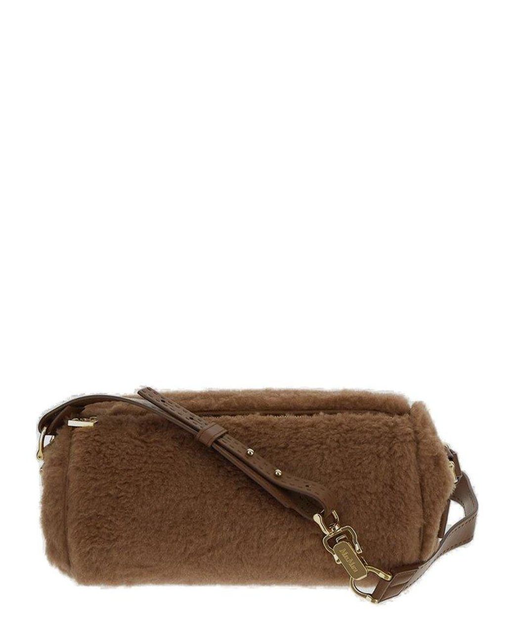 ショルダーバッグ・ポシェット Max Mara Plush Textured Cuscino Teddy Shoulder Bag Max Mara Cuscino leather-trimmed teddy clutch Max Mara