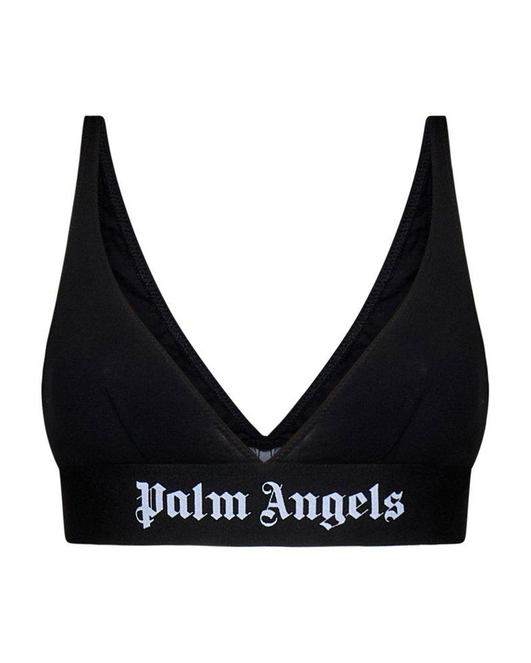 Palm Angels Logo-jacquard Trim Triangle Bra in Black | Lyst
