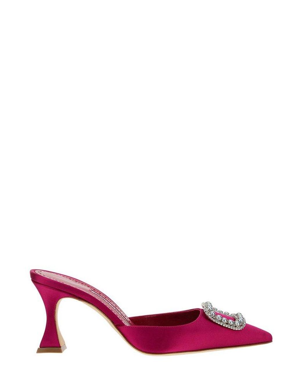 Manolo Blahnik Fabetamu Pointed-toe Mules in Pink | Lyst