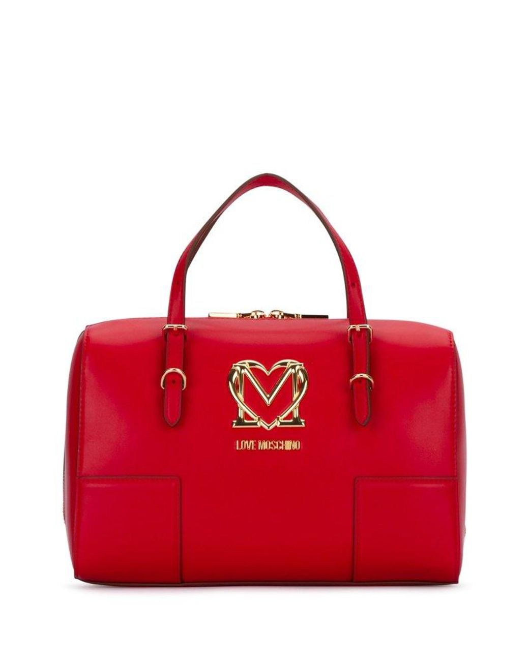 Love Moschino Logo Plaque Small Top Handle Bag in Red Lyst