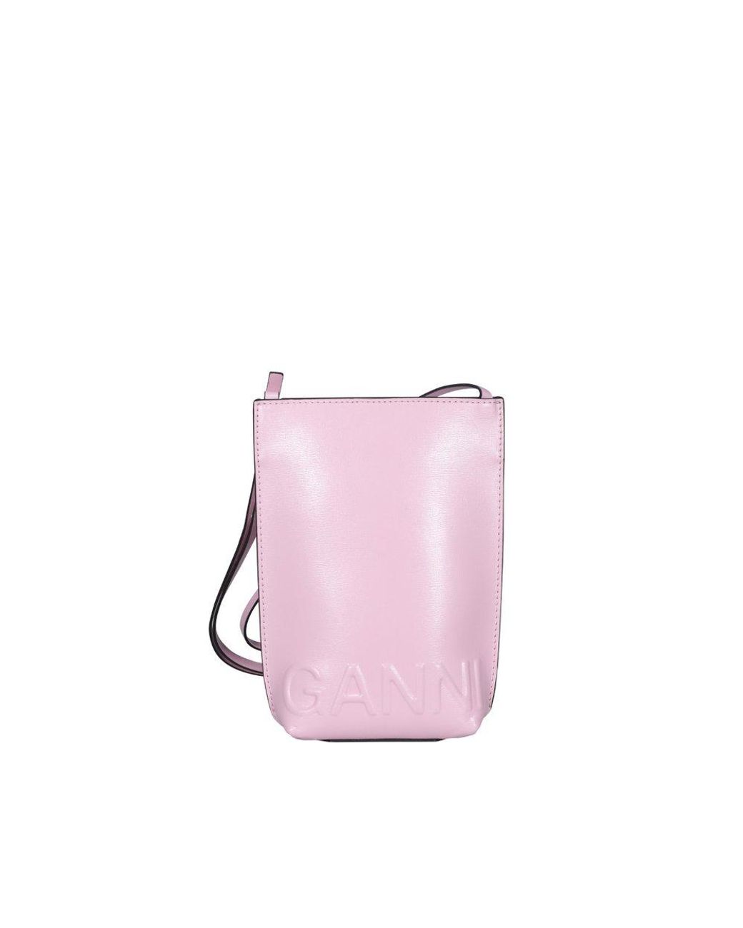 Ganni Logo Embossed Mini Crossbody Bag in Pink Lyst