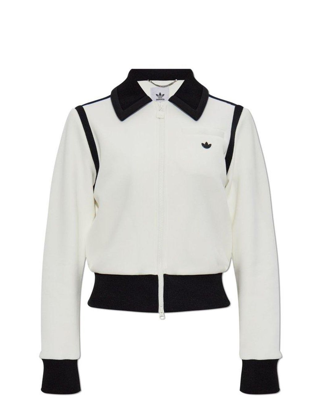 adidas Originals Premium Collared Track Top in Black | Lyst