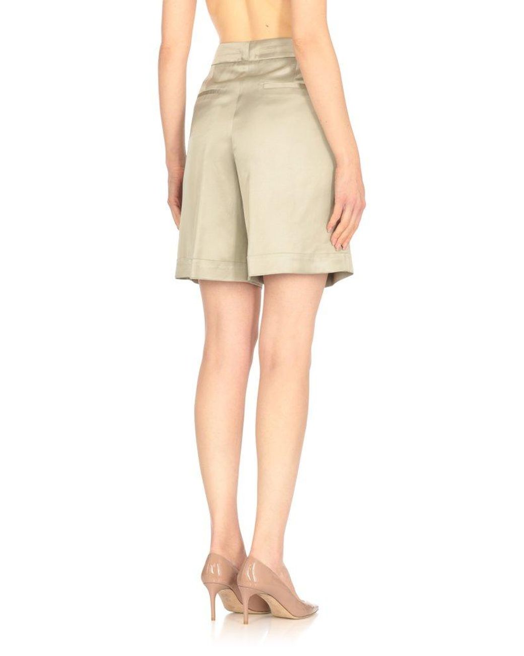 ショートパンツ PESERICO Short with pleats and stretch cotton peserico-Green-Pleated-Shorts.jpeg