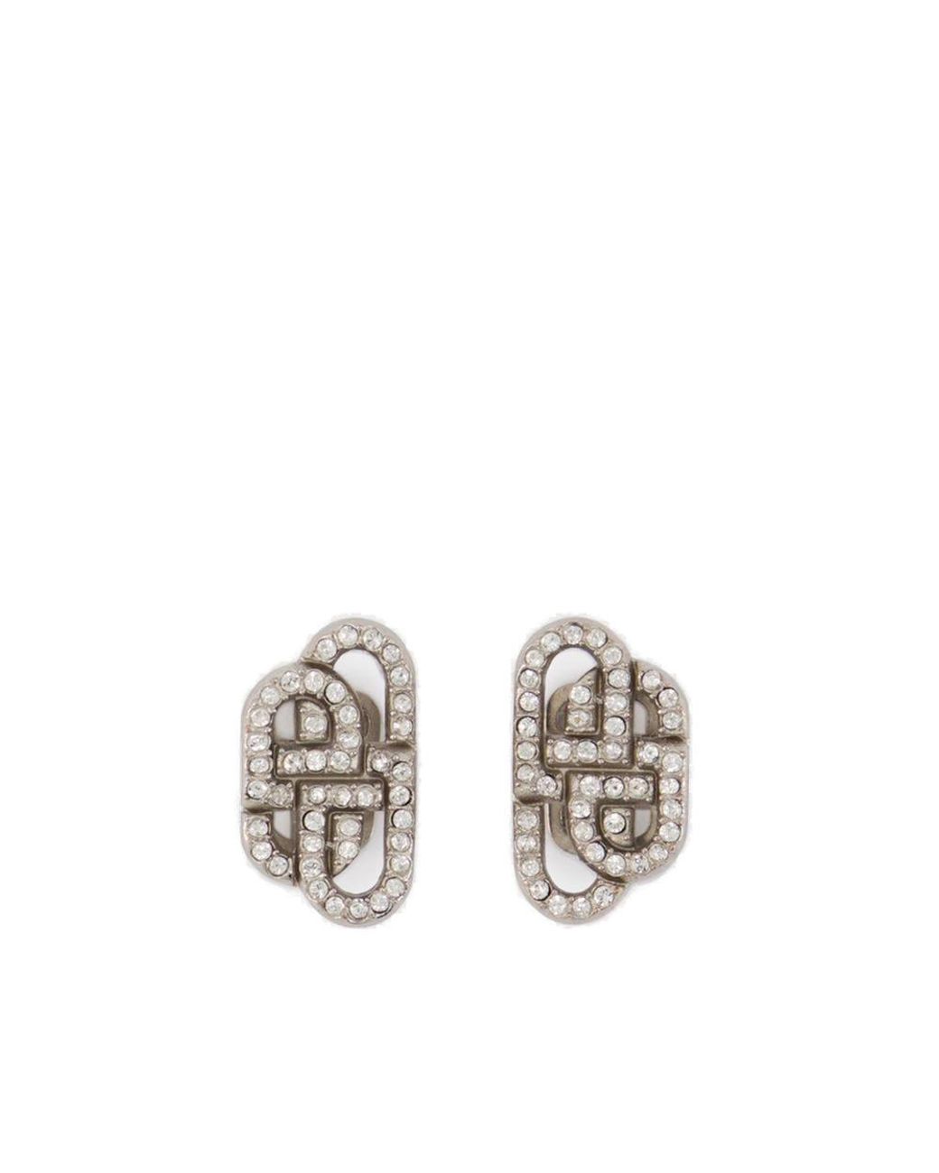 Balenciaga Bb Stud Xs Earrings in White | Lyst