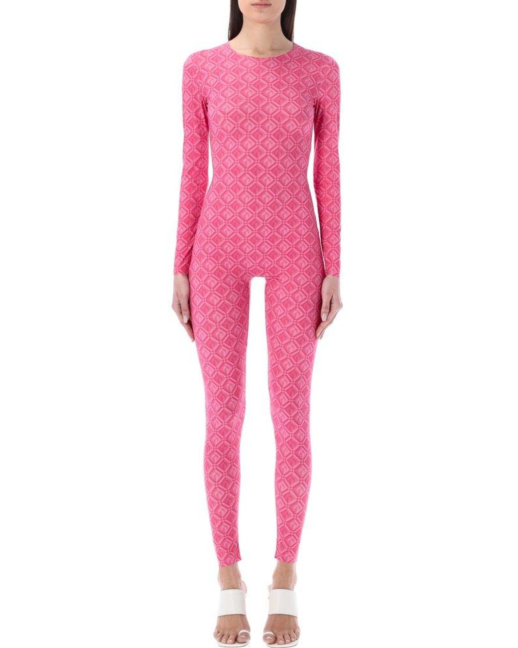 Marine Serre All Over Moon Catsuit in Pink | Lyst