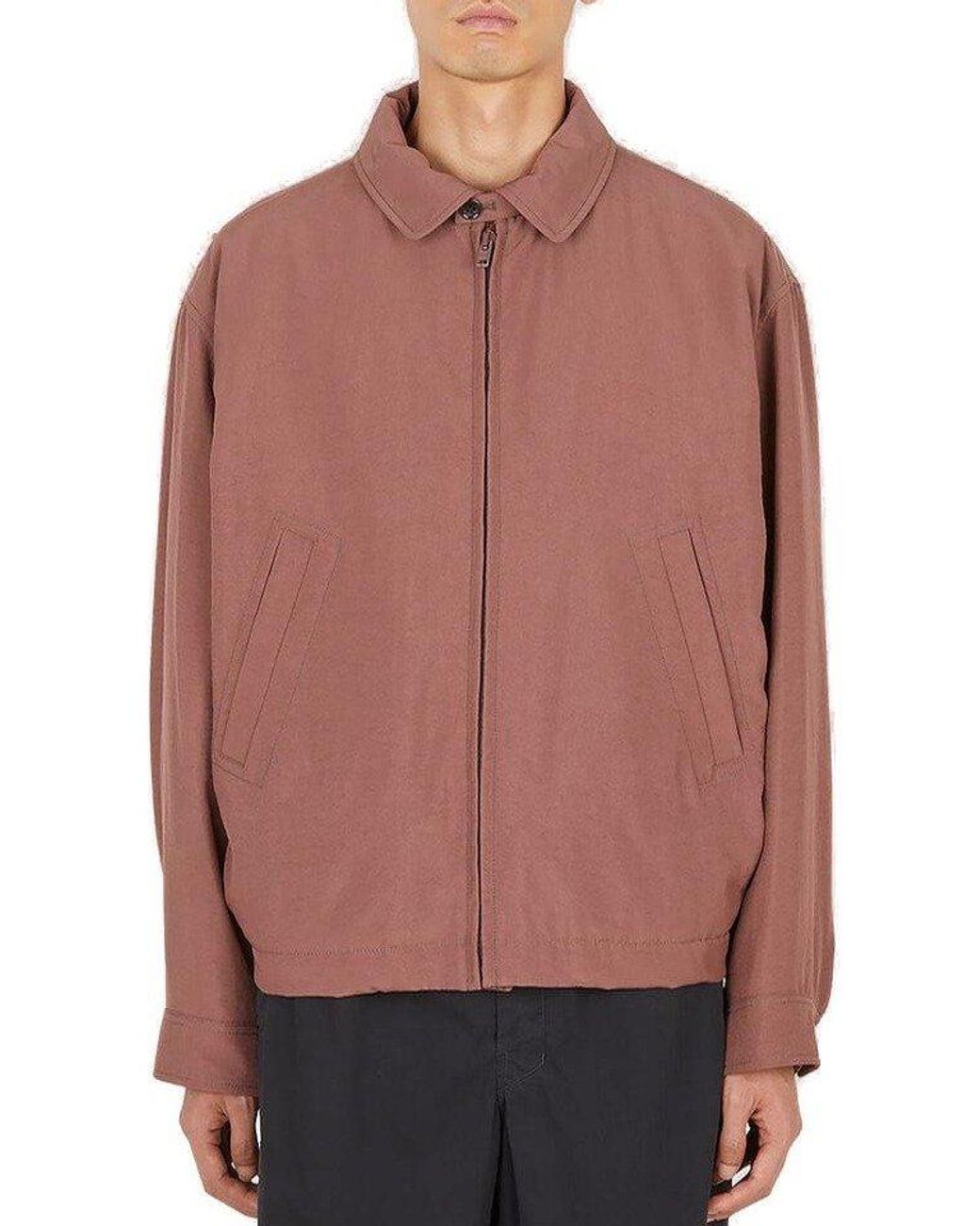 Lemaire Long-sleeved Zipped Bomber Jacket in Red for Men | Lyst