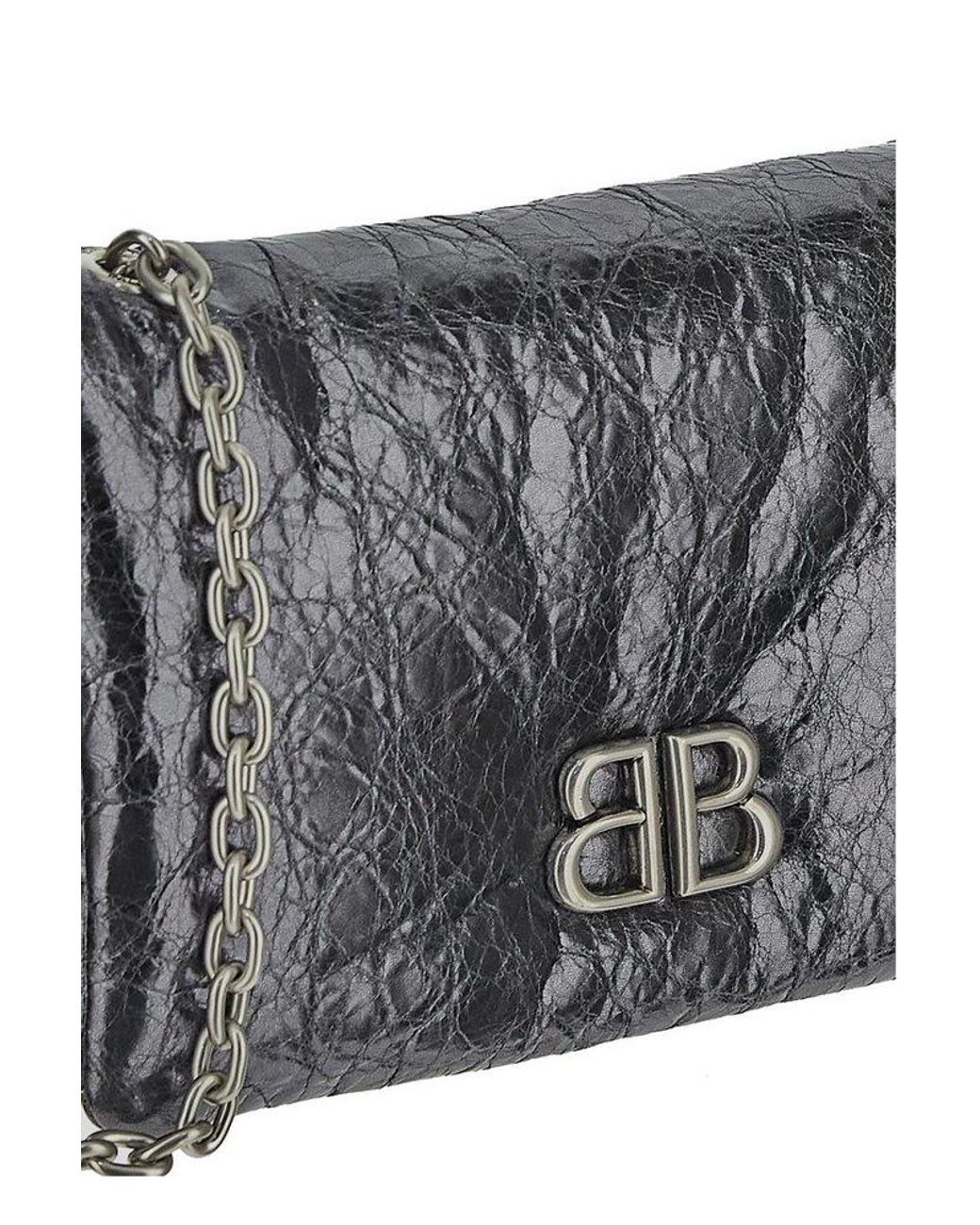 BALENCIAGA Monaco S チェーン ハンドバッグ STEEL GREY Balenciaga Monaco Nano Metallized Bag | Saks Fifth Avenue