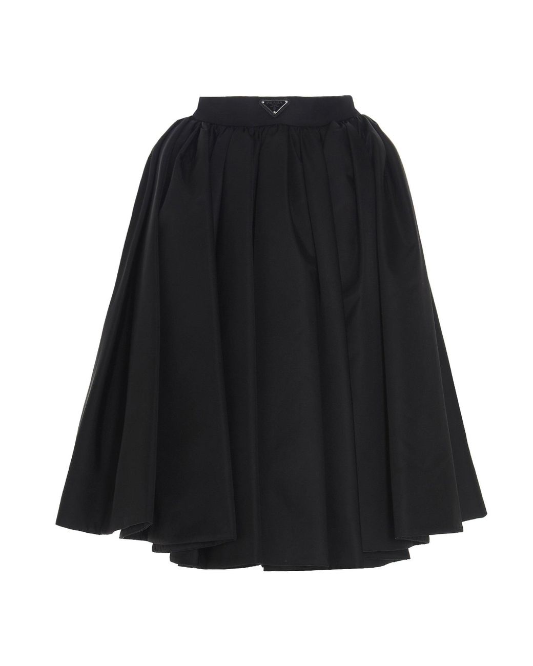 Prada Synthetic Re-nylon Gabardine Wide Gathered Skirt in Black - Lyst