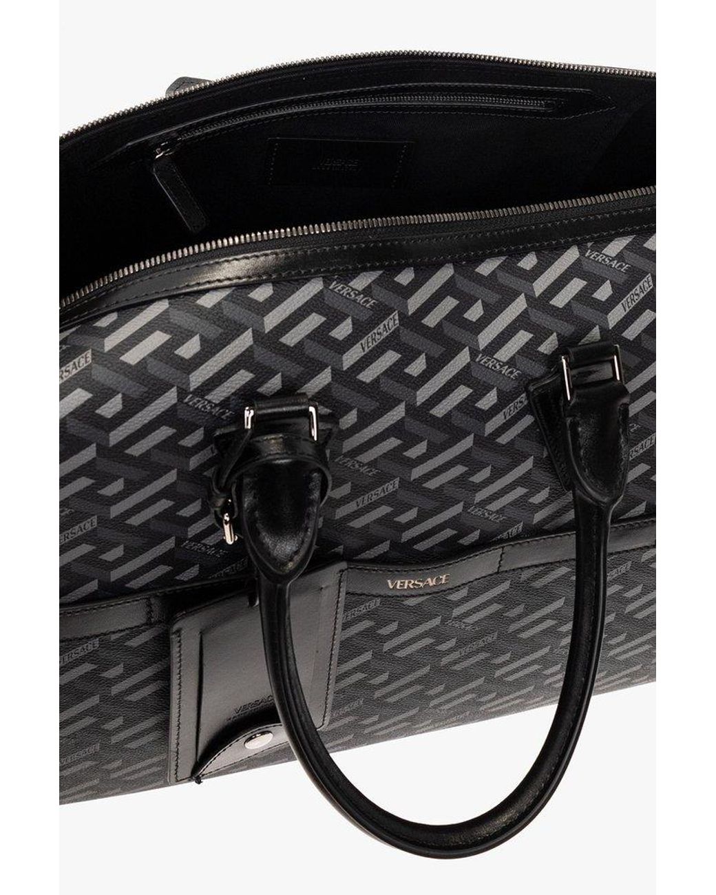 Versace Monogram Zipped Holdall Bag in Black for Men Lyst