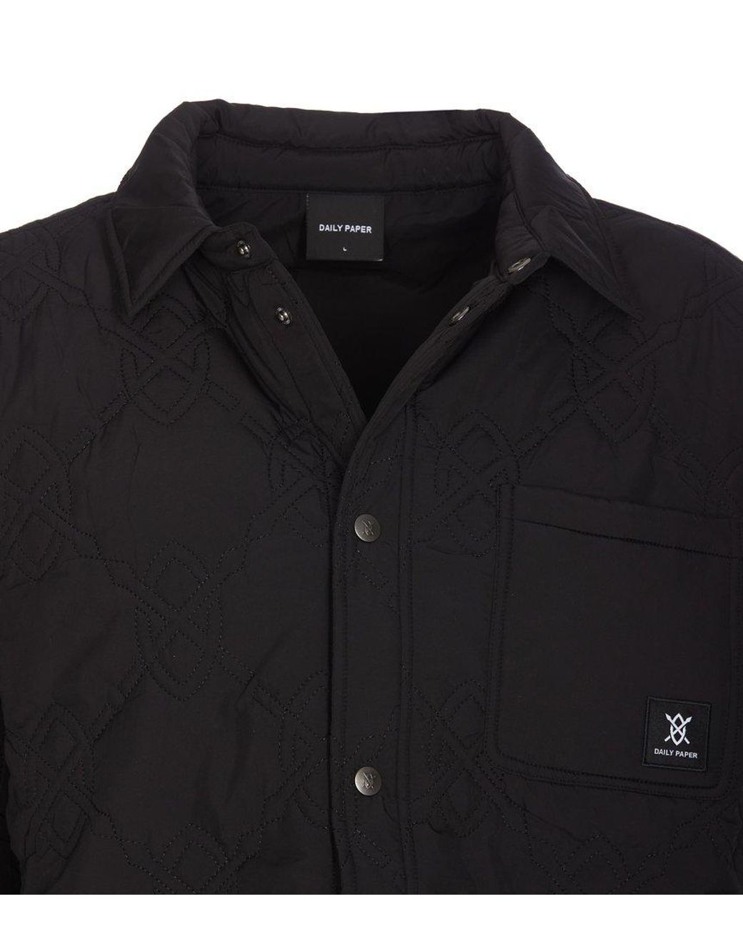 Daily Paper Rajub Logo Patch Quilted Overshirt in Black for Men | Lyst