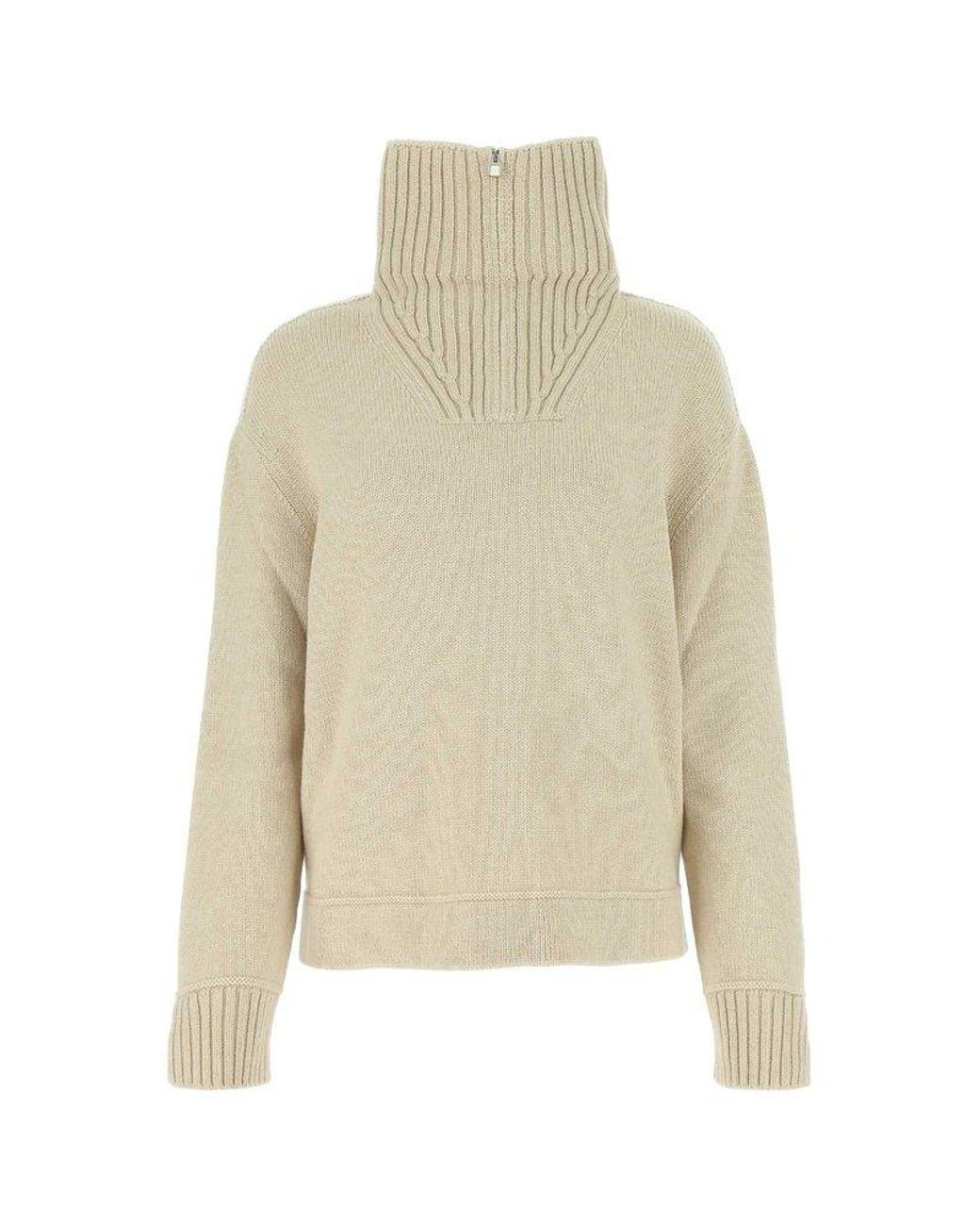 Loro Piana Northdowns Half-zip Knitted Jumper in Natural | Lyst