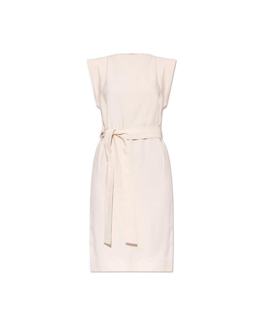 Burberry Alina Boat Neck Belted Dress in White | Lyst Canada