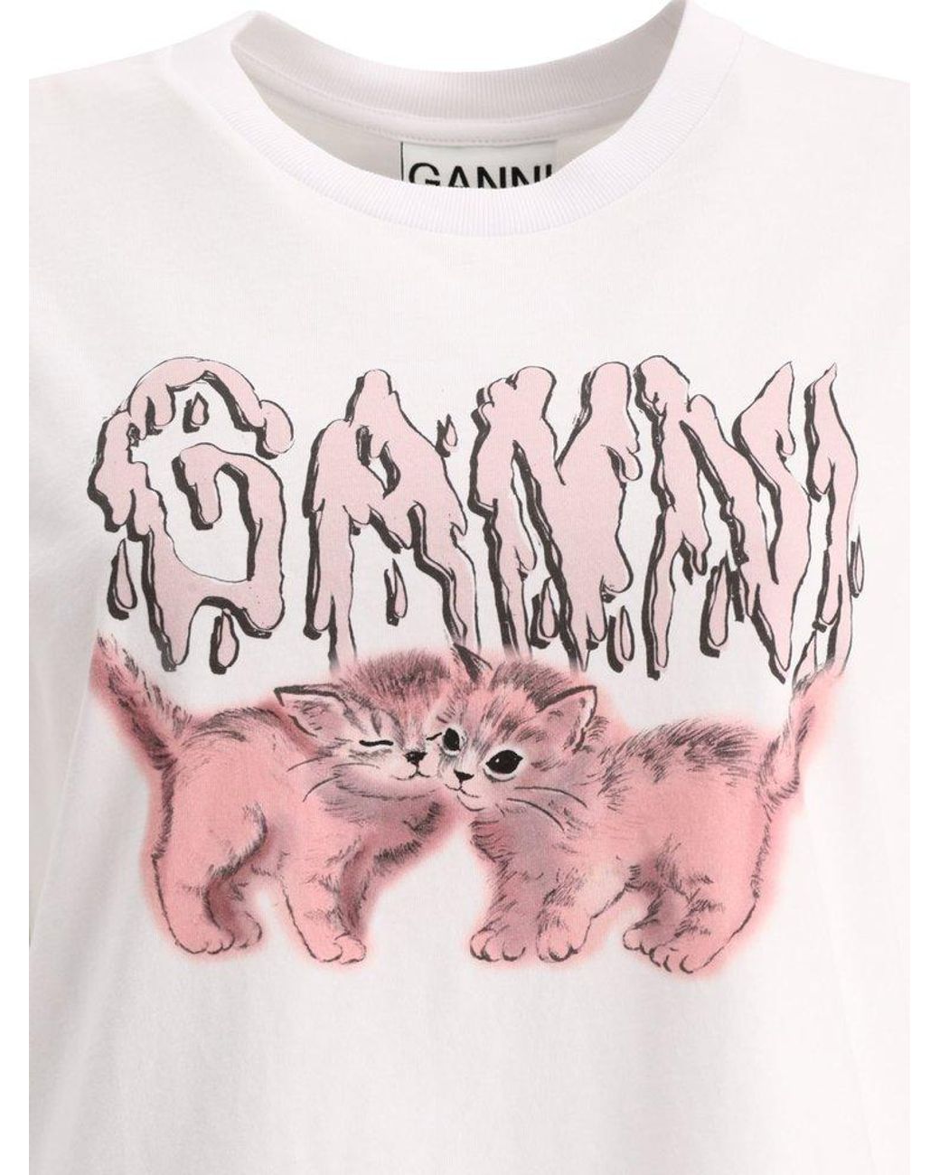 Ganni Relaxed Cats T-shirt in Pink | Lyst