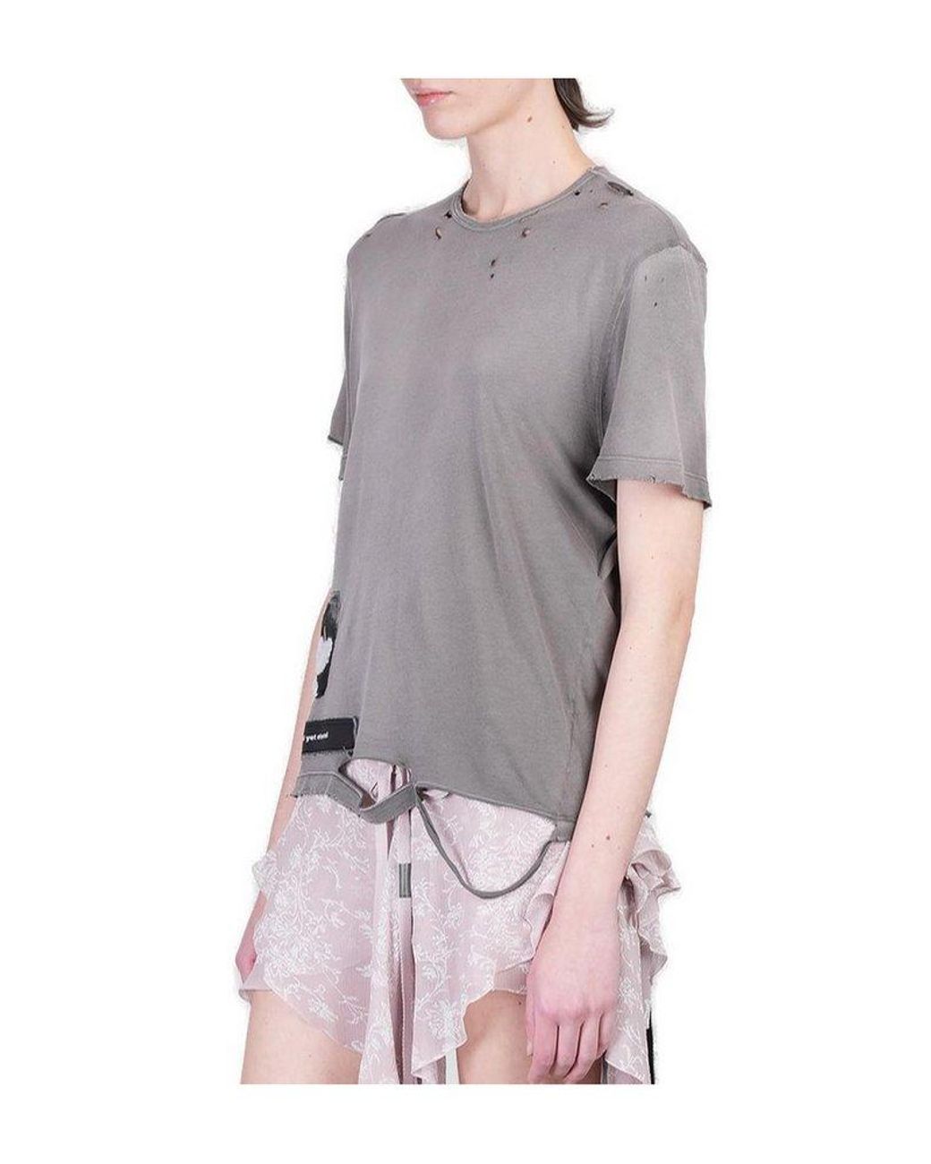 【関税込み】Ann Demeulemeester グレー Fanie 長袖Tシャツ Ann Demeulemeester Gray Fanie Long Sleeve T-Shirt Ann