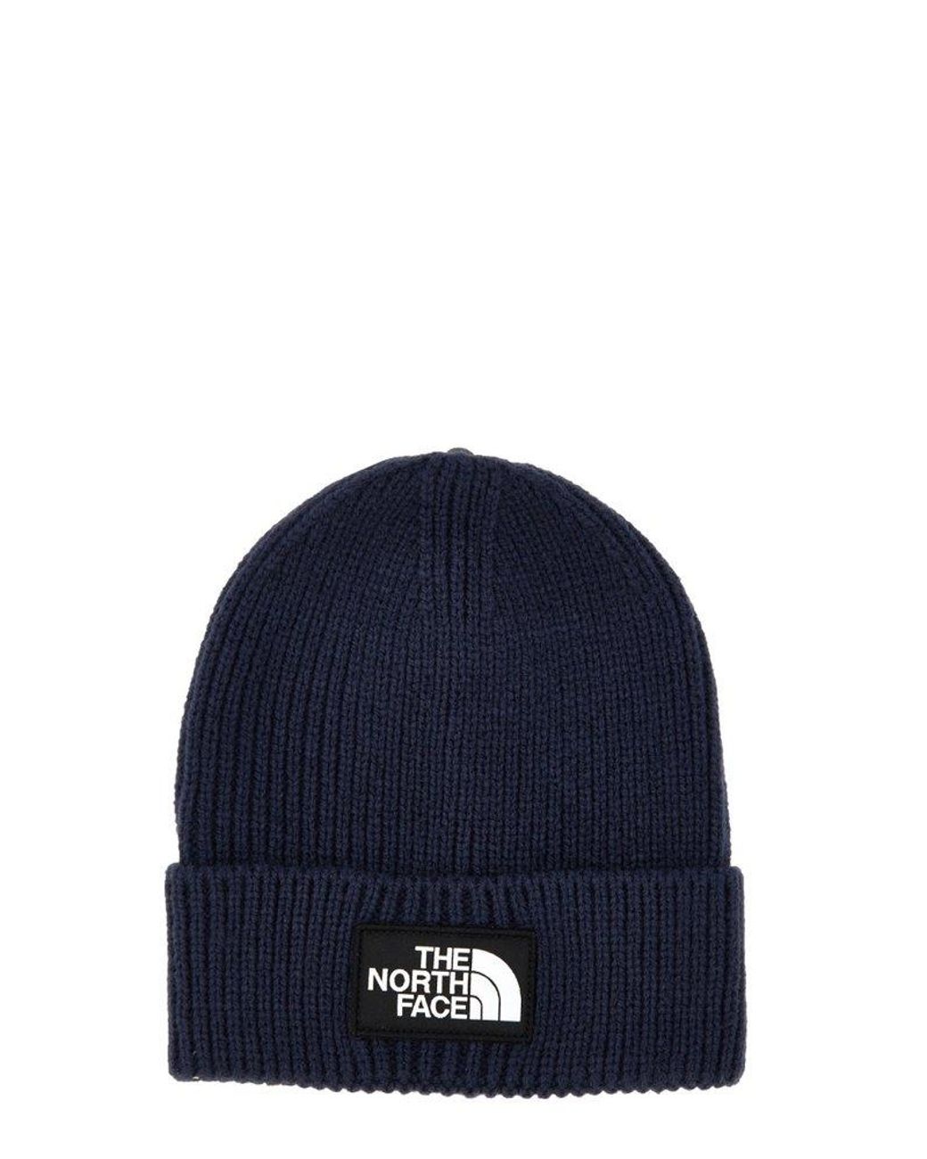 The North Face Tnf Logo Box Cuffed Beanie in Blue for Men | Lyst