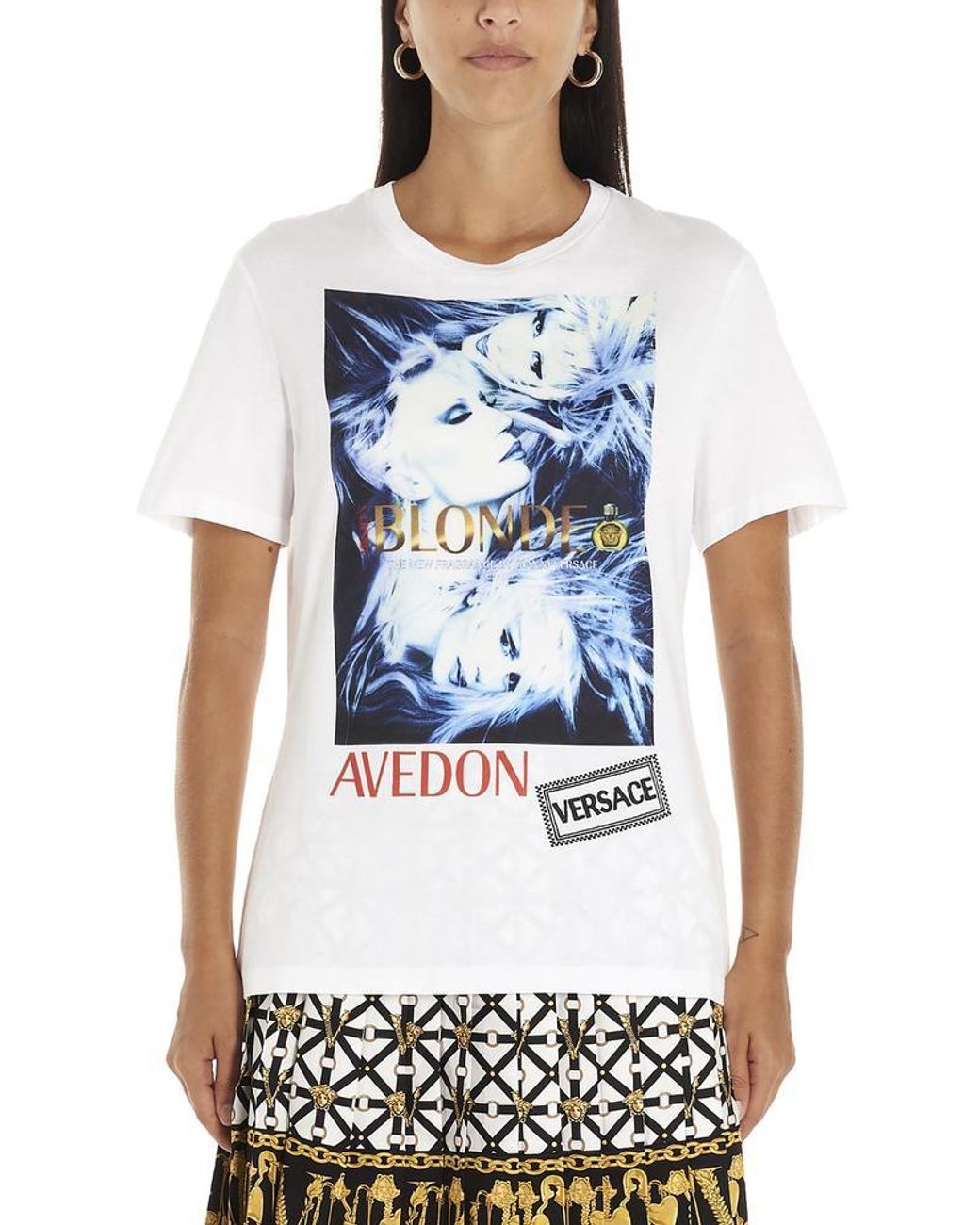 Versace Cotton Avedon Logo Printed T-shirt in White - Lyst
