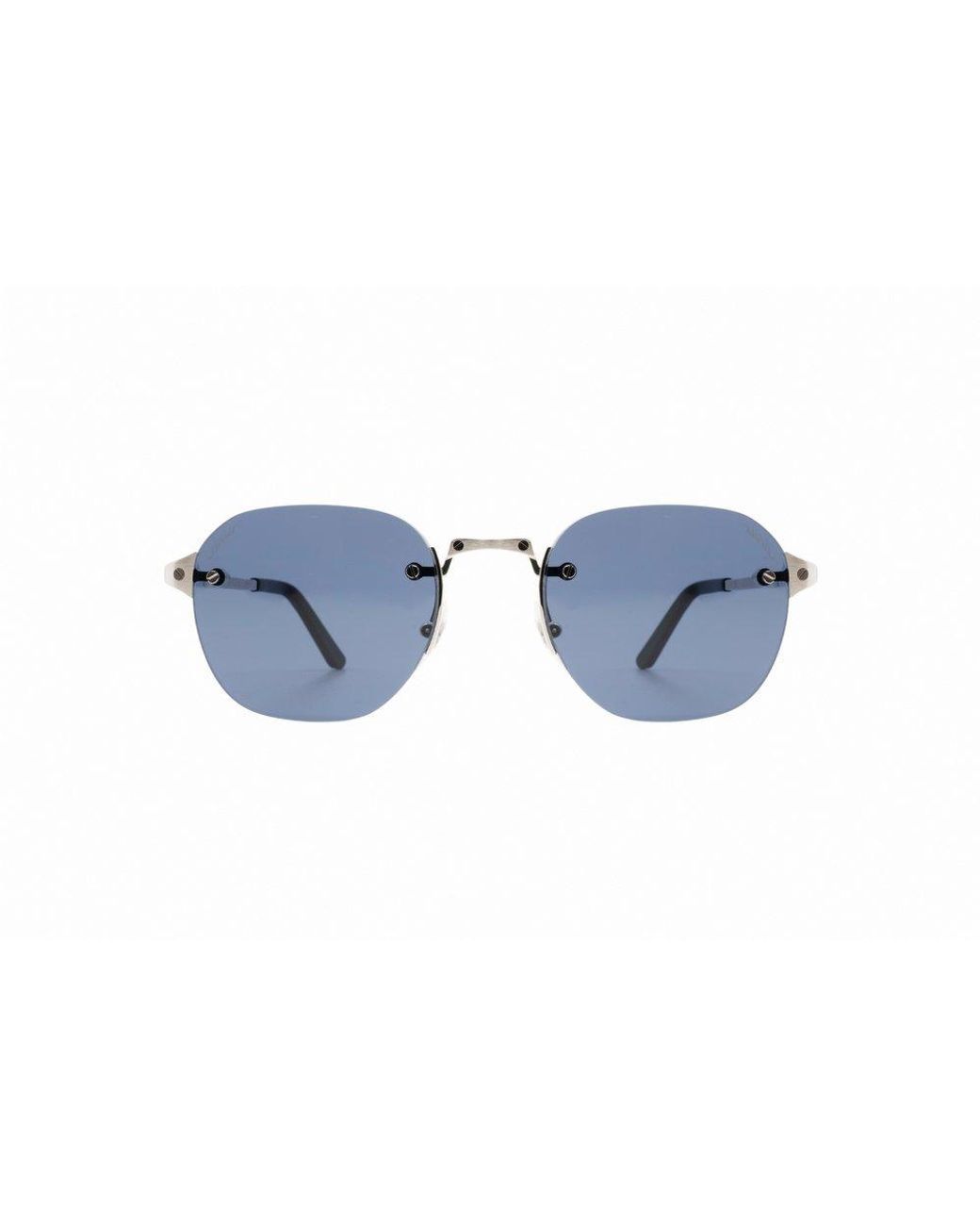 Cartier Round Frame Sunglasses in Blue Lyst UK