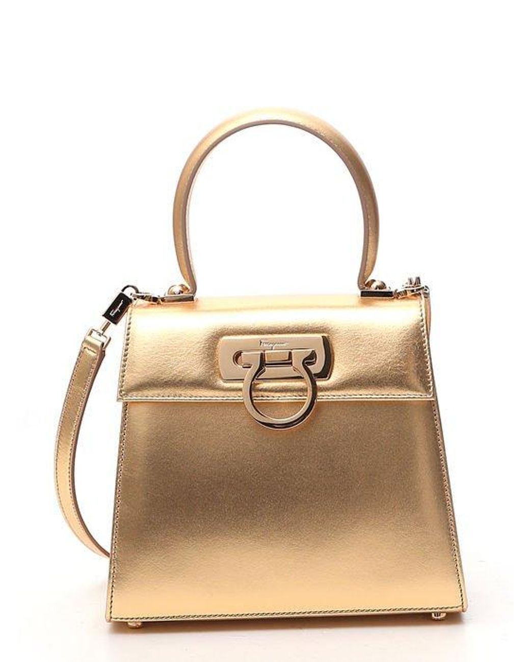 Ferragamo Gancini Tophandle Bag in Metallic Lyst