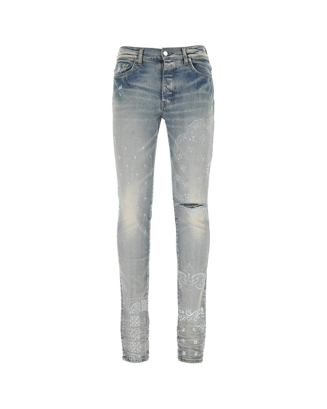 Amiri Paisley Print Skinny Jeans in Blue for Men | Lyst