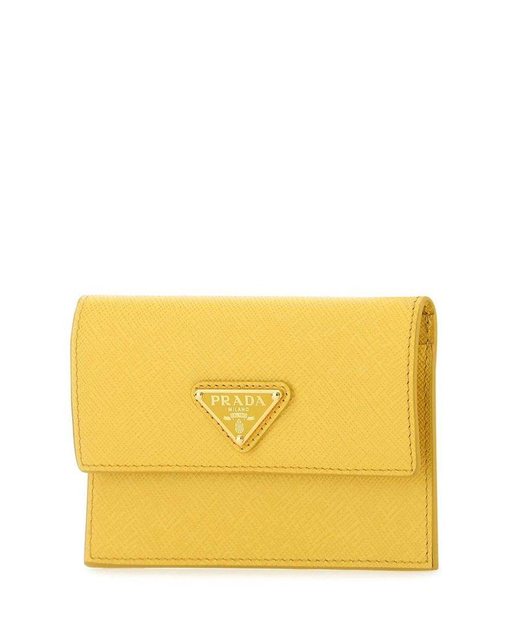 Prada Leather Card Holder in Yellow | Lyst Canada