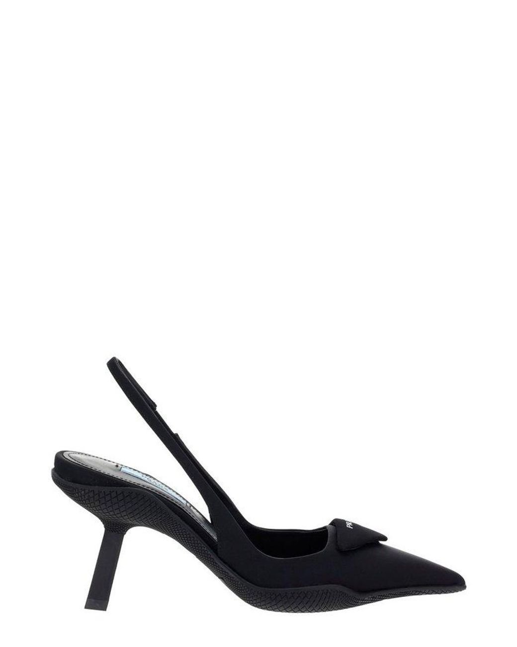 prada triangle patch slingback pumps