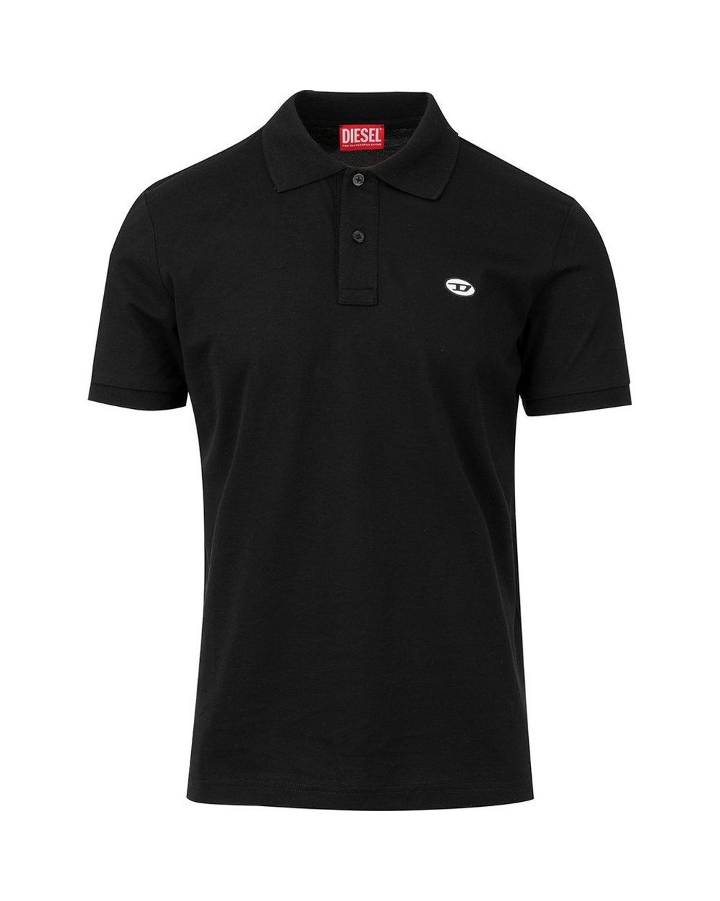 DIESEL Logo Embroidered Short-sleeved Polo Shirt in Black for Men | Lyst