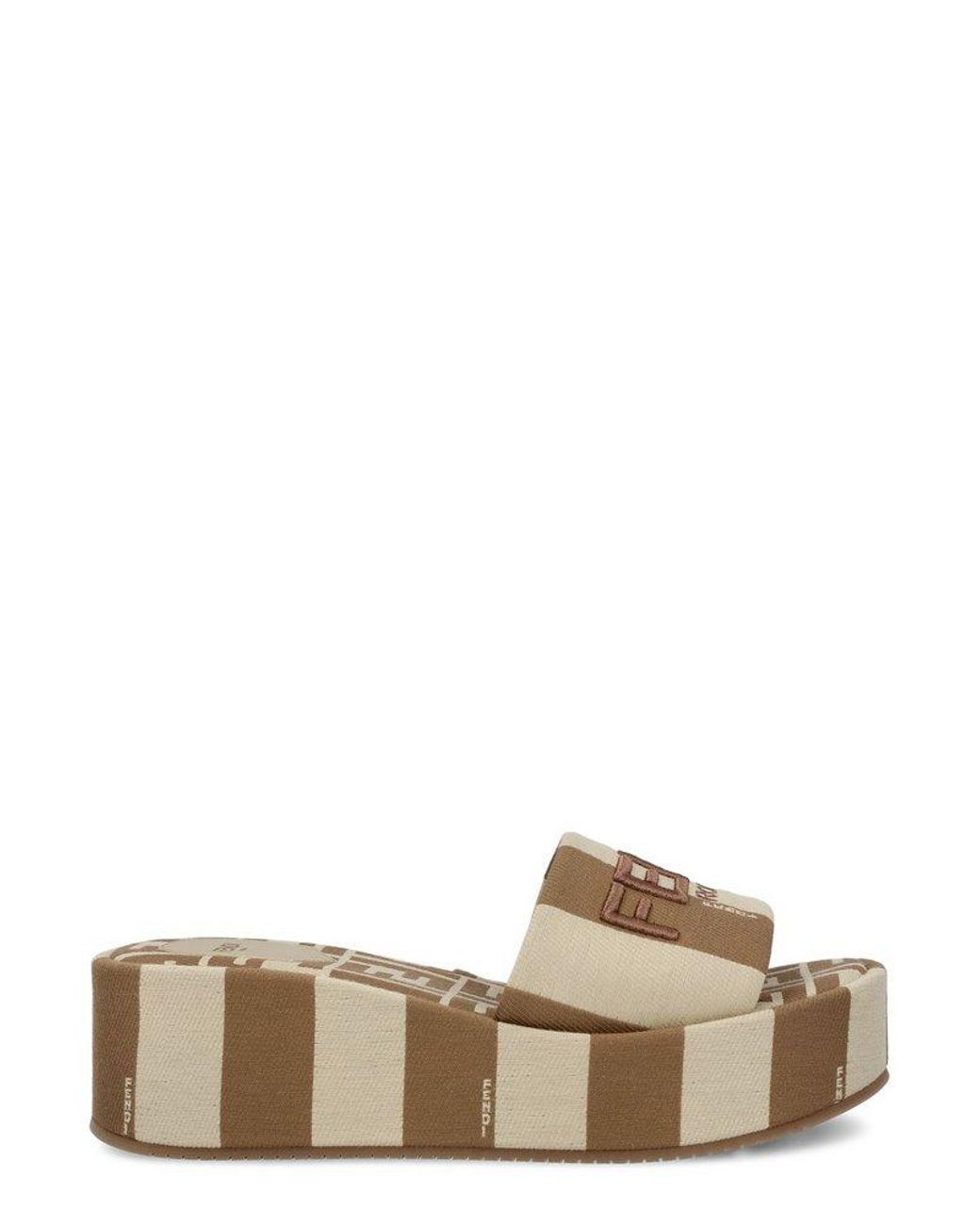 サンダル・ミュール FENDI SANDALO SLIDE FENDI SUNSHINE Fendi Sunshine Jacquard Slide - Grey – Overstock