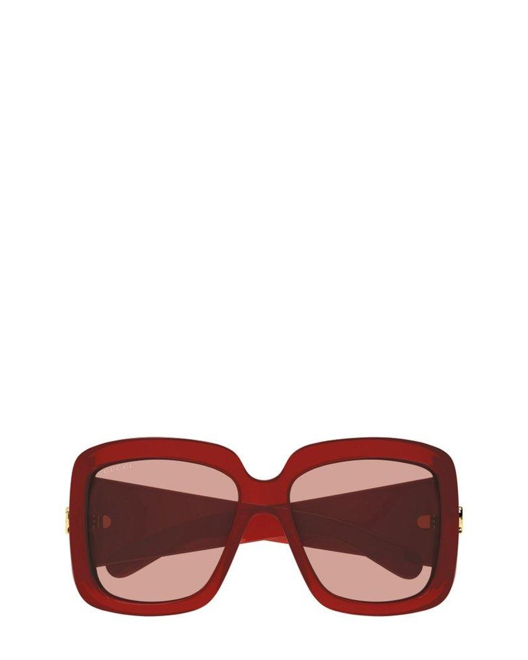 Gucci Square Frame Sunglasses in Red | Lyst