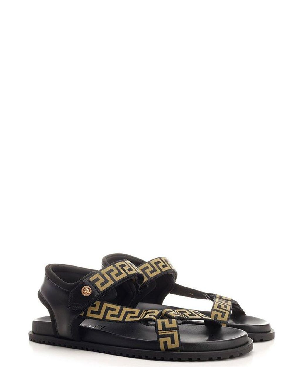 Versace Logo Embossed Sandals in White for Men Lyst