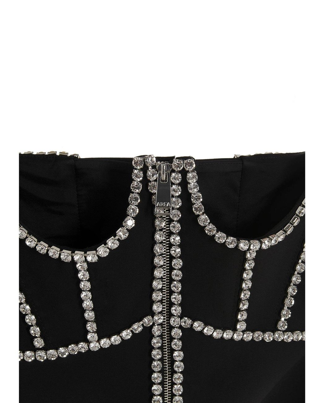 Area Crystal-embellished Cut-out Corset Top in Black
