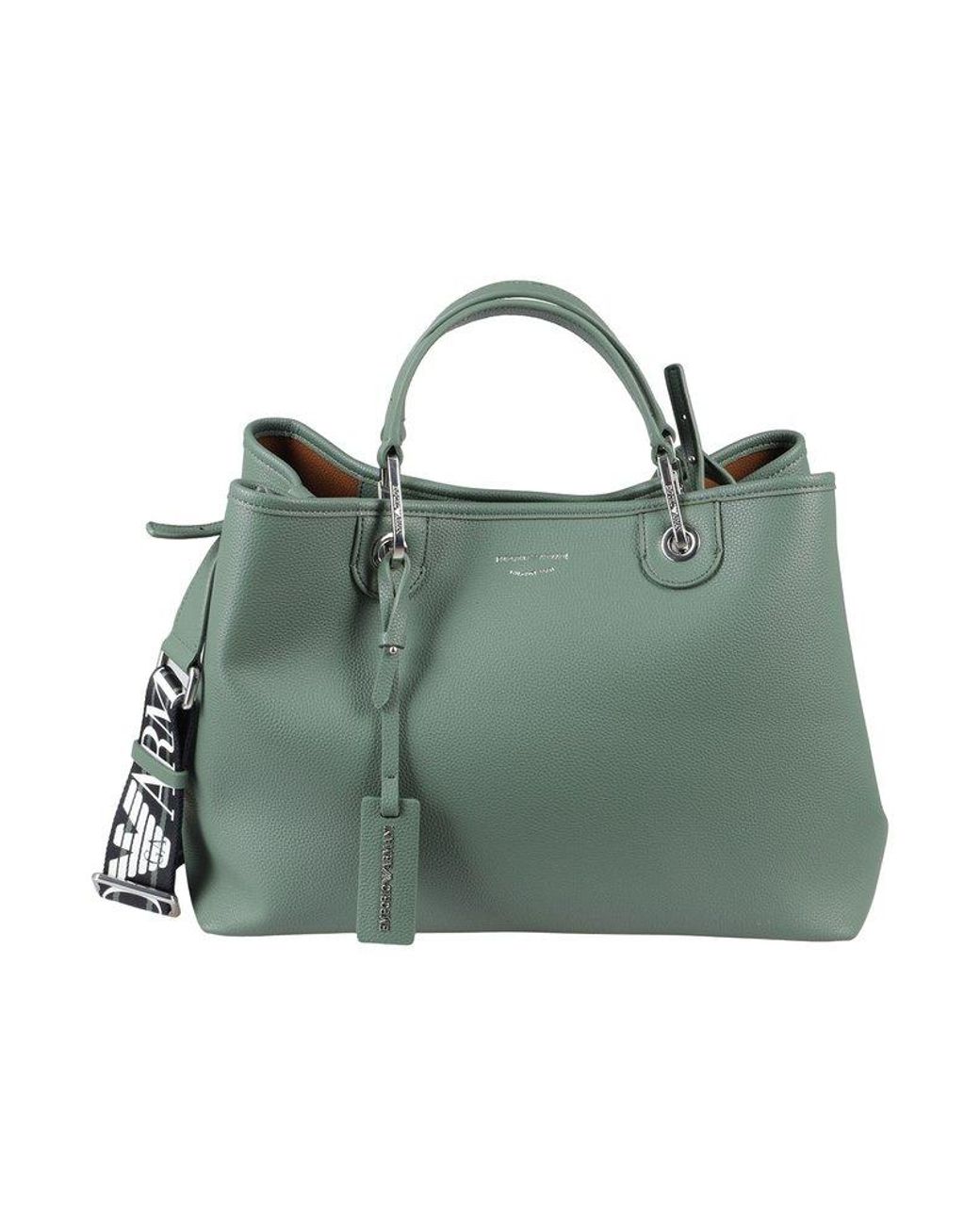 Emporio Armani Pebbled Medium Top Handle Bag in Green | Lyst