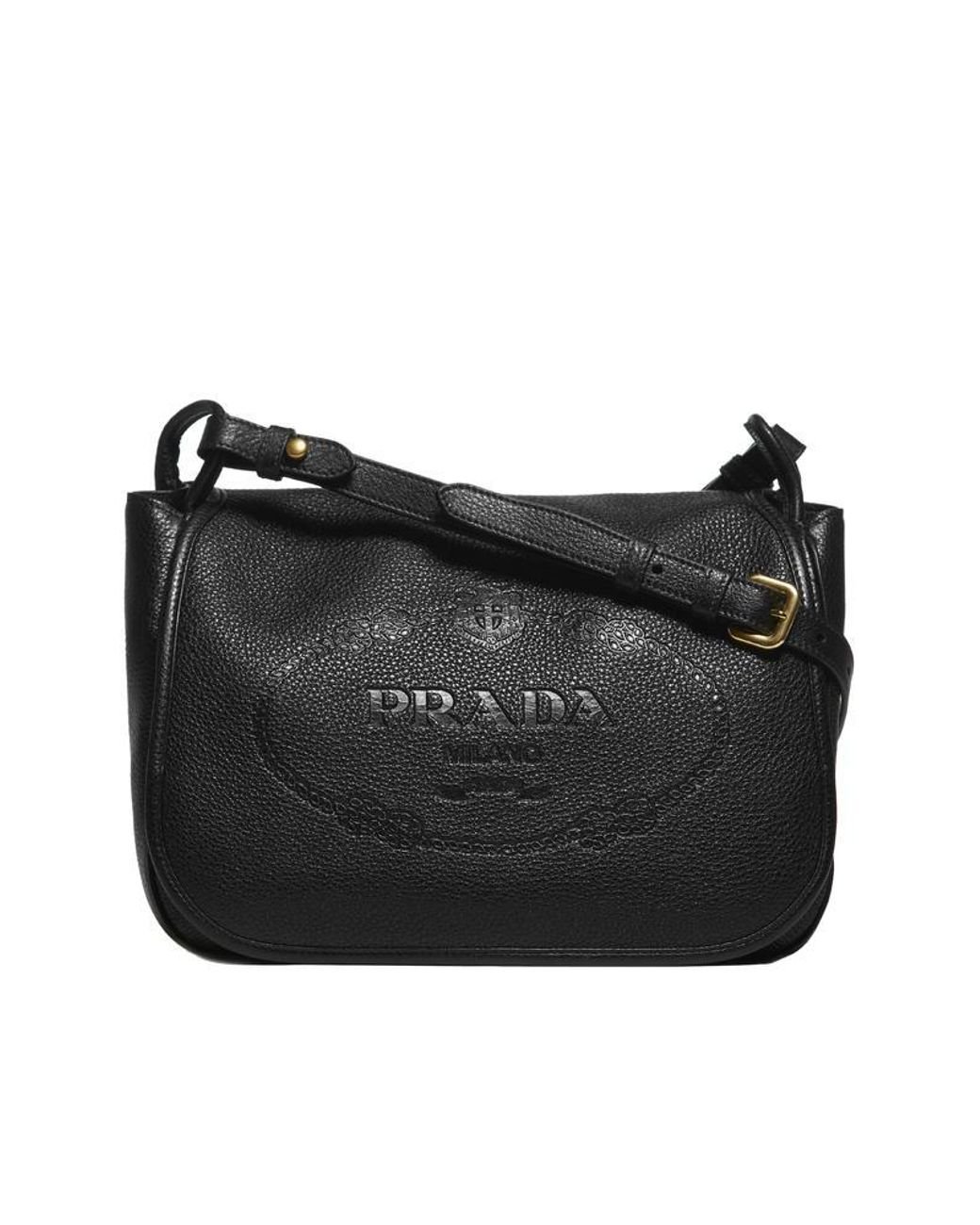 Prada Logo-stamp Foldover Top Brushed Bag in Black for Men