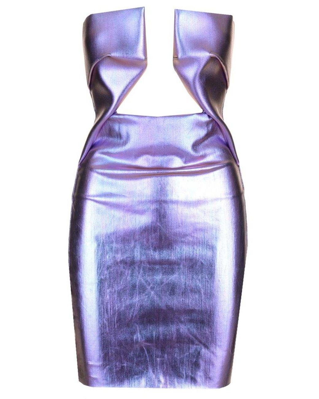 Rick Owens Metallic Strapless Mini Dress in Purple | Lyst