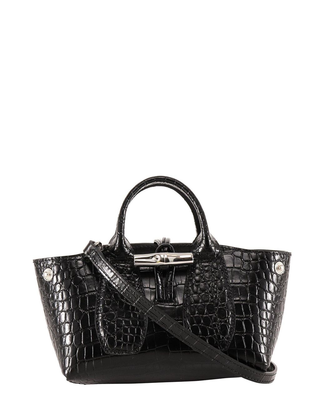 Longchamp Leather Roseau Xs Top Handle Bag in Black - Lyst
