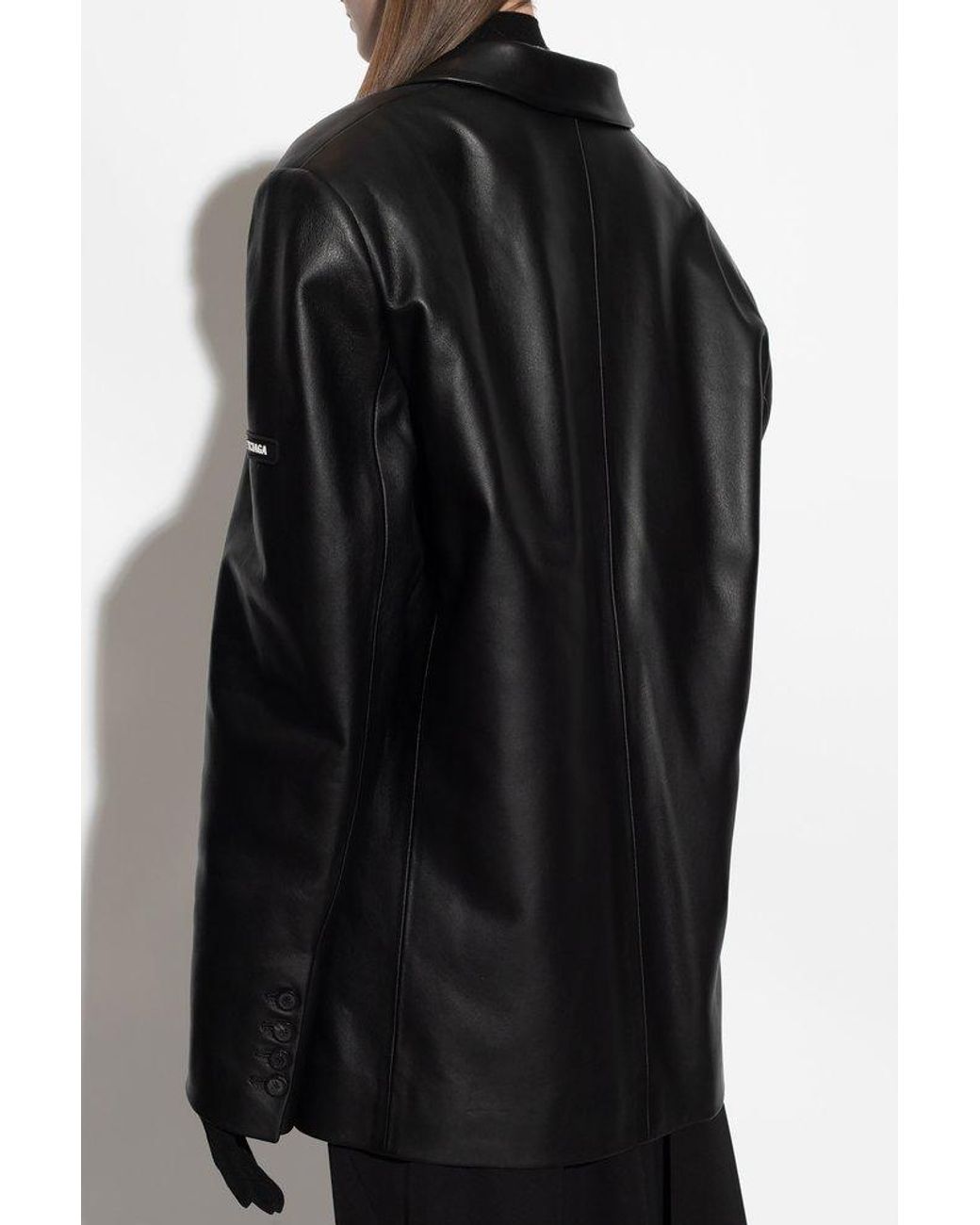 Balenciaga Leather Blazer in Black | Lyst