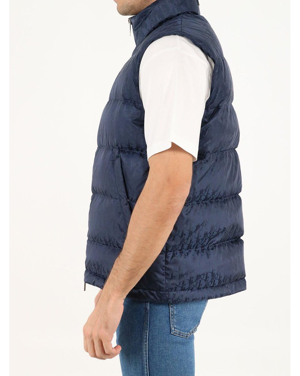 Dior Oblique Puffer Vest in Blue for Men | Lyst