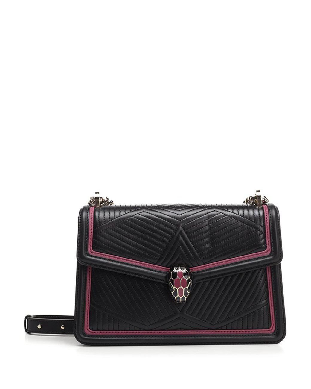 BVLGARI Serpenti Forever Quilted-leather Shoulder Bag in Black | Lyst