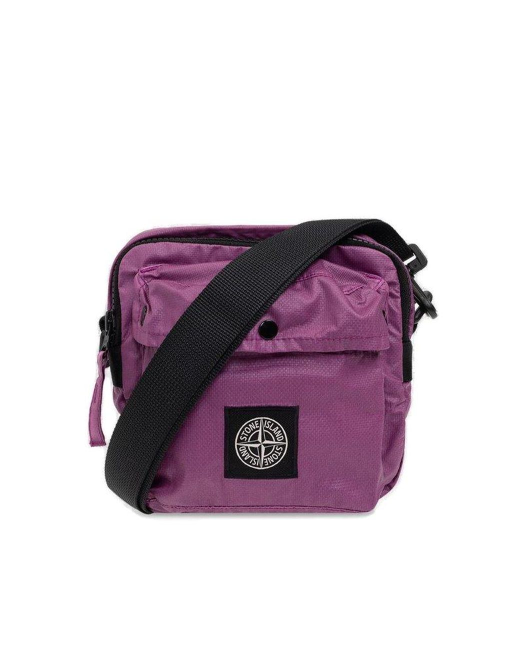 Stone Island Logopatch Zipped Messenger Bag in Purple for Men Lyst
