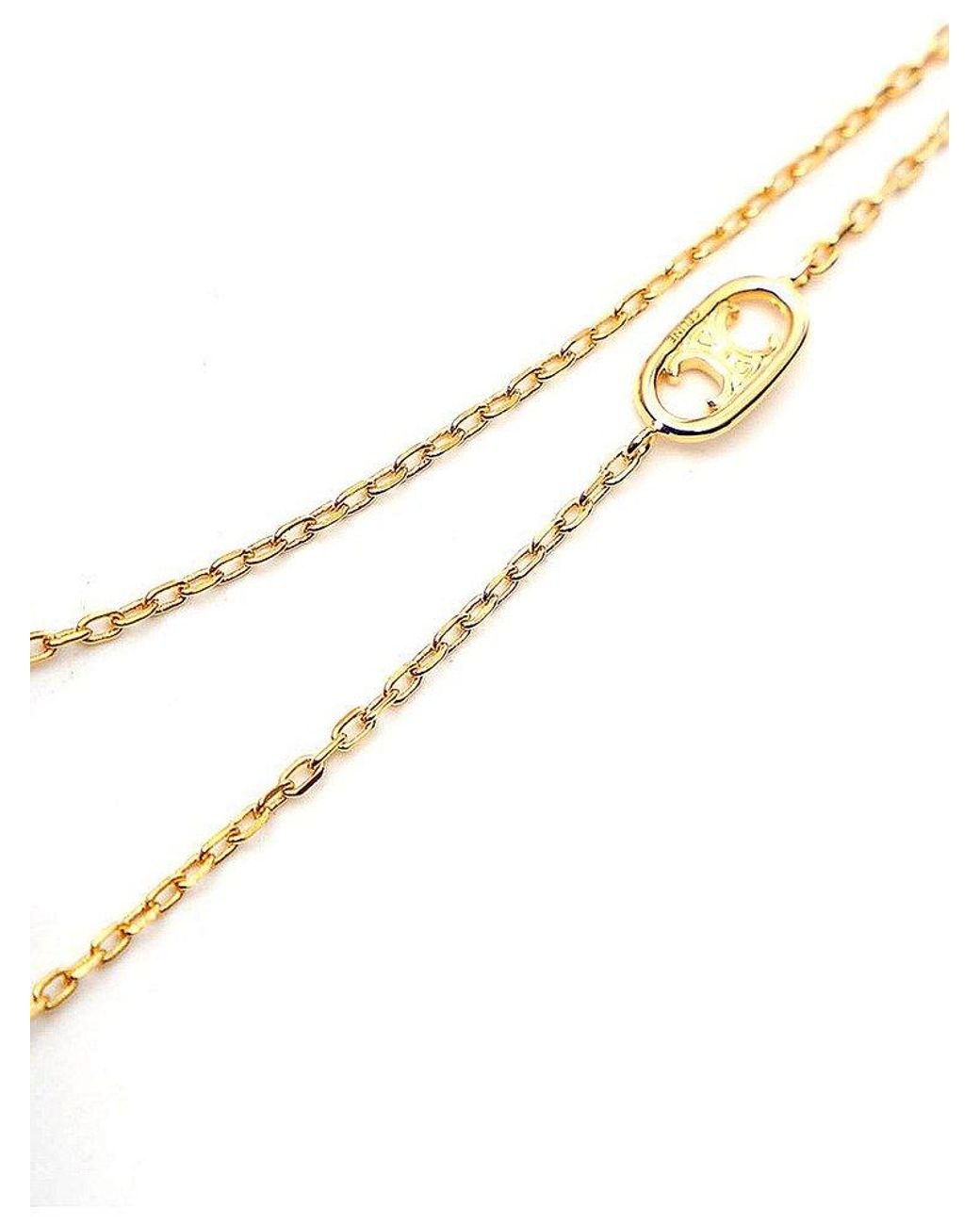 Celine Vintage Gold Chain Necklace With Extra Large Triomphe Logo Charm Top  | Chairish