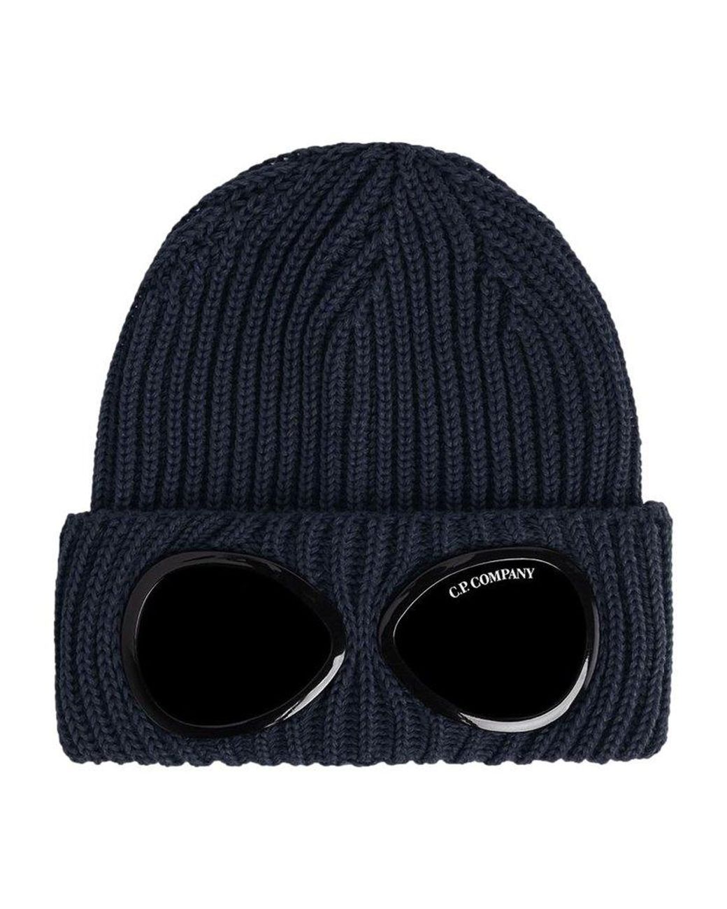 C.P. Company Turn up Brim Goggle Beanie in Blue for Men Lyst
