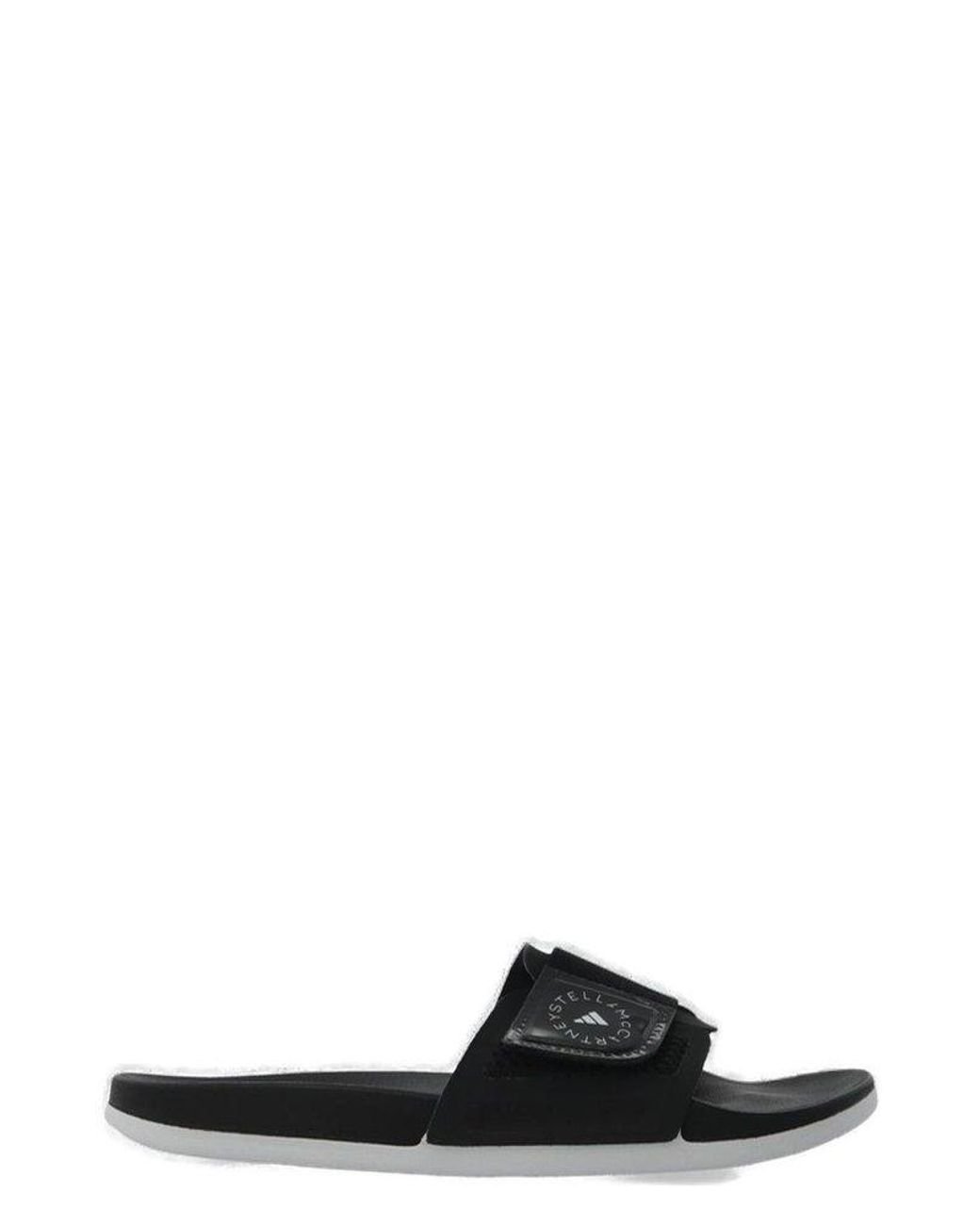 Adidas By Stella McCartney Black Logo Printed Slides