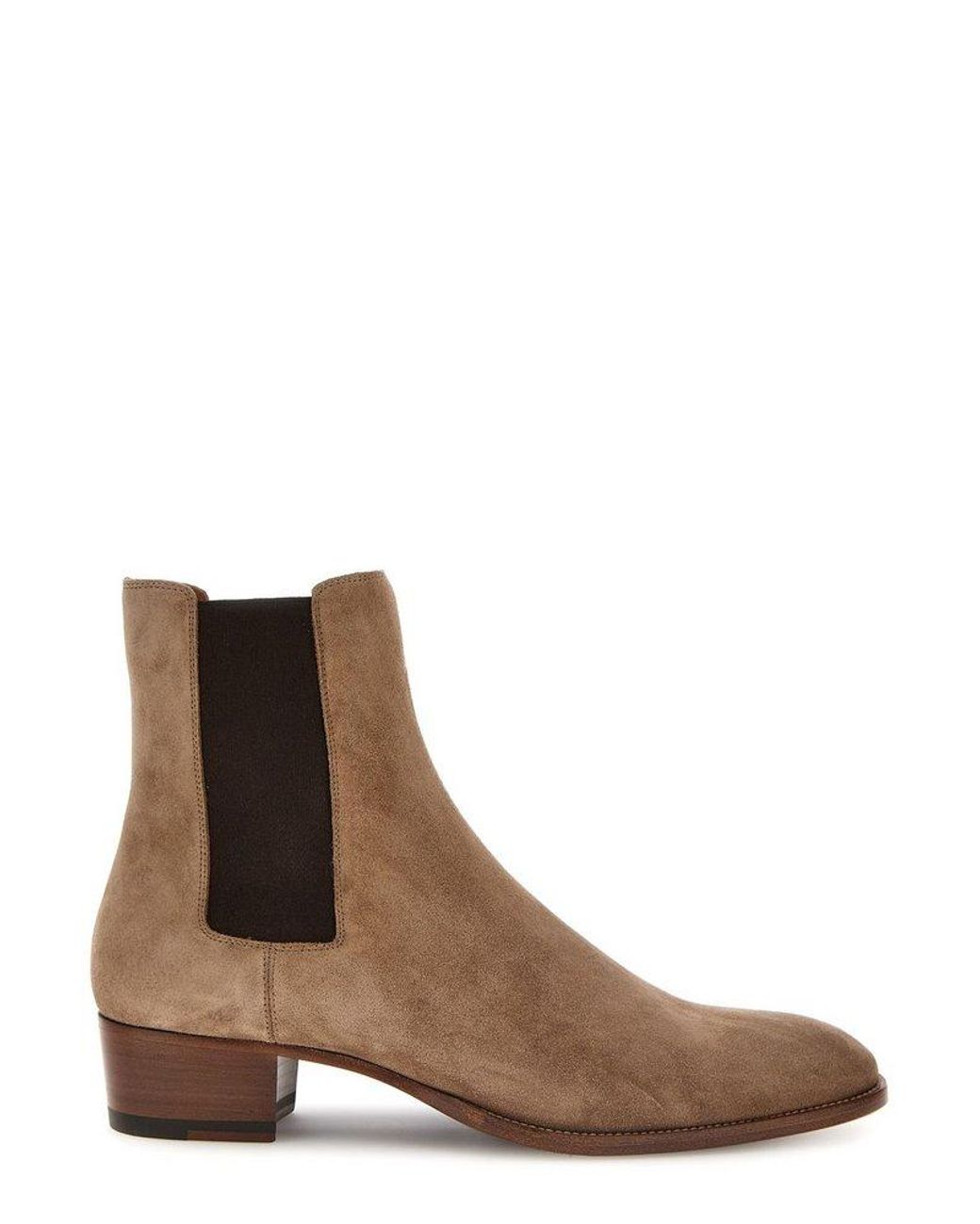 Saint Laurent Leather Pointed Toe Chelsea Boots in Brown for Men | Lyst