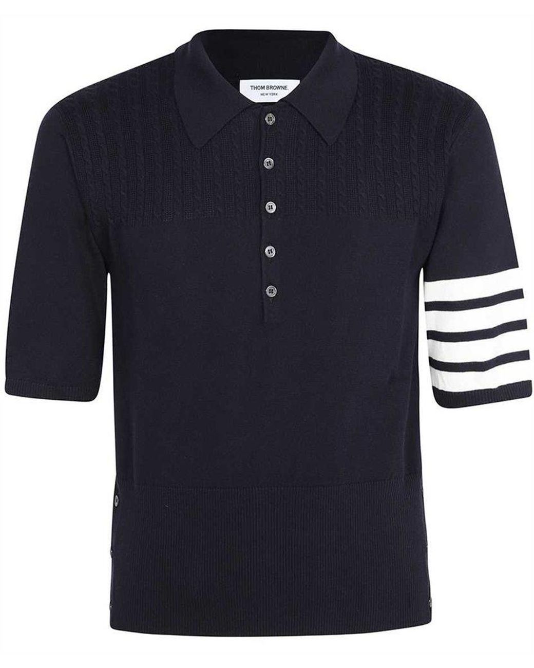 Thom Browne Short Sleeve Cotton Polo Shirt in Blue for Men | Lyst