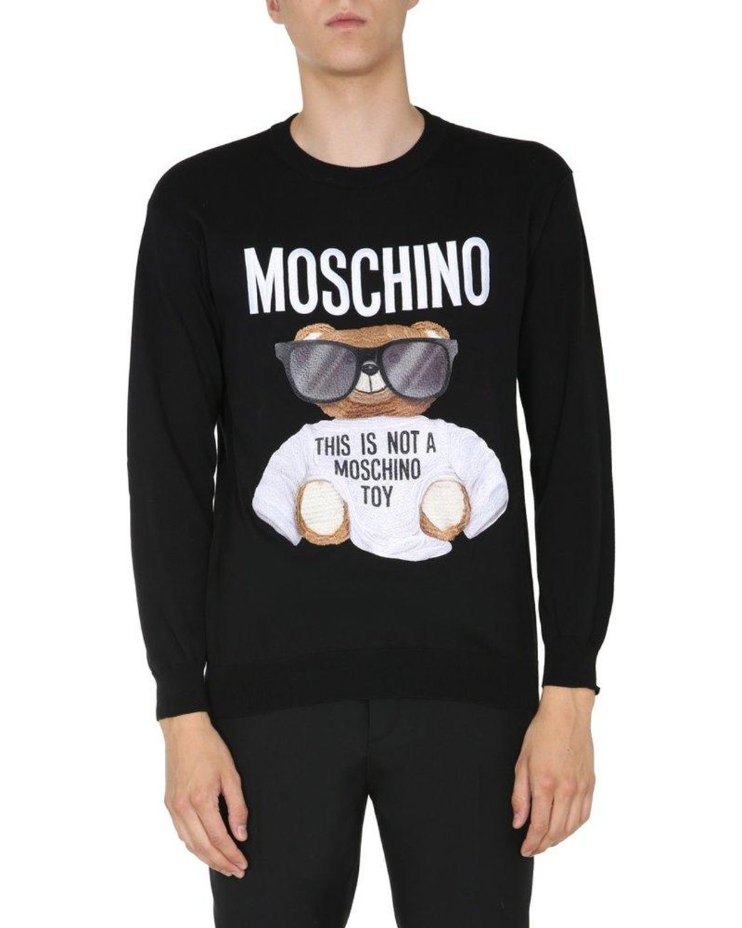 Moschino Teddy Embroidered Sweater in Black for Men Lyst UK
