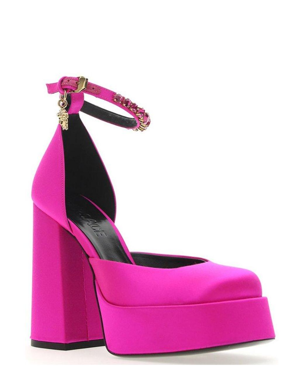 Versace Embellished Platform Pumps in Pink | Lyst