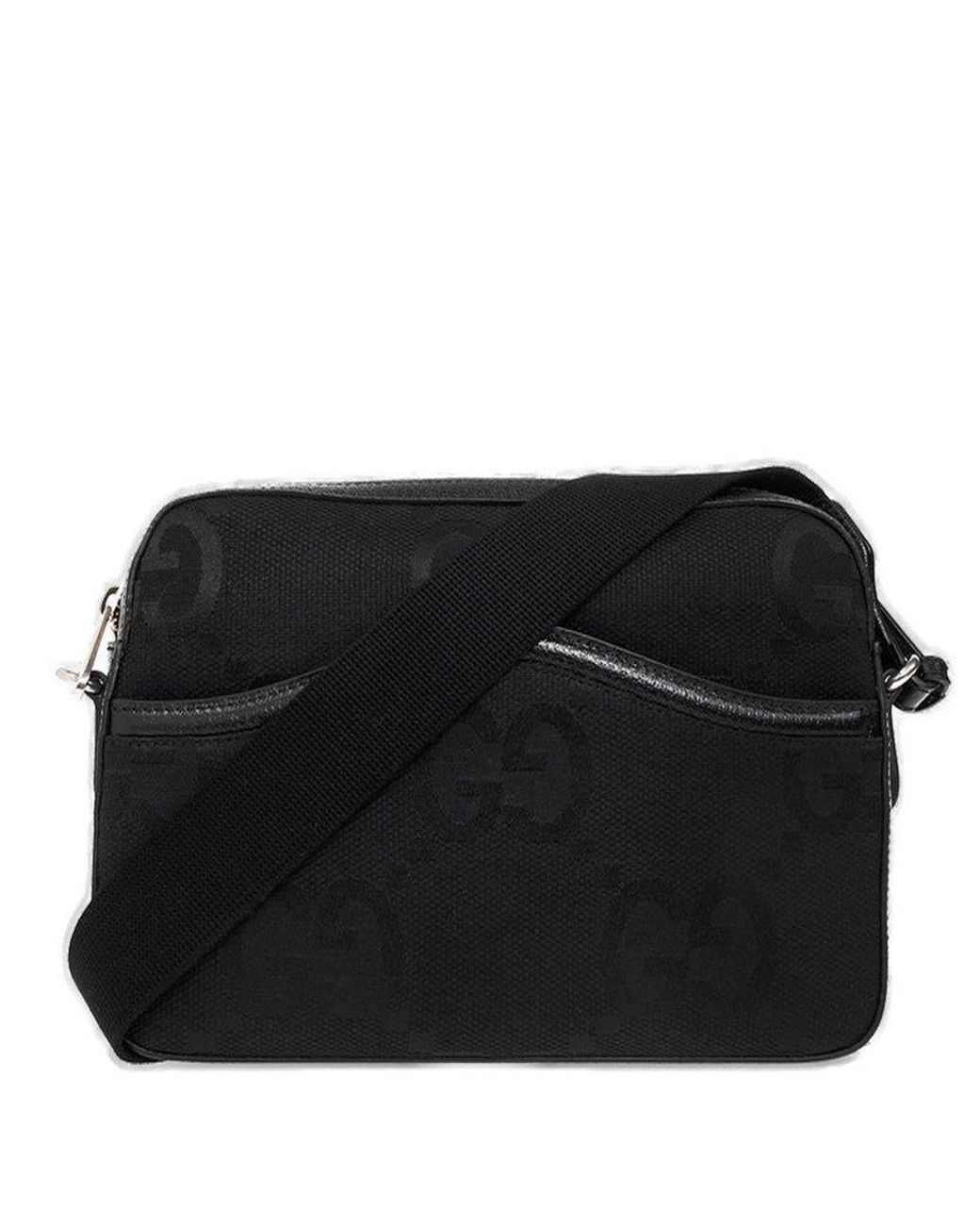 Gucci Monogram Zip-around Messenger Bag in Black for Men | Lyst